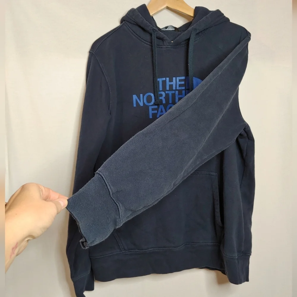 The North‎ Face Dark Blue Hoodie Pullover Sweatshirt Cotton Blend Large L